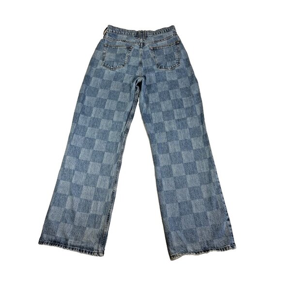 FRAME High Rise Wide Leg Jeans "Lave'Et Tisse' Avec" Checkered Pattern Size 29 - Picture 4 of 11